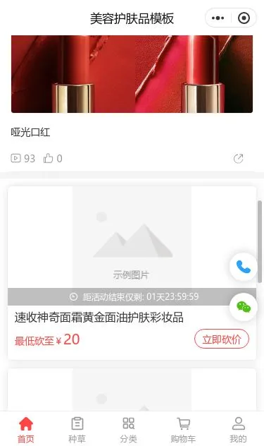 潮流彩妆商城小程序模板第3个页面预览