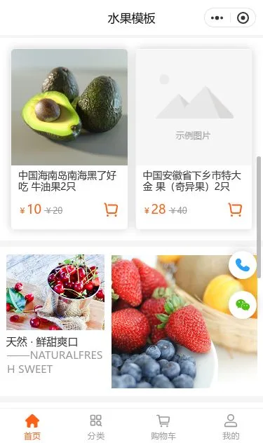 进口水果商城小程序模板第2个页面预览