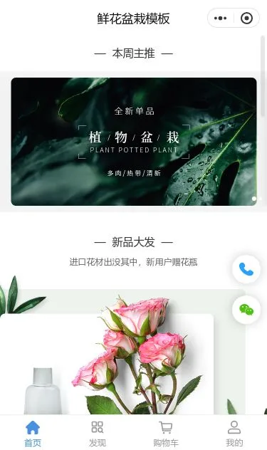 鲜花盆栽商城小程序模板第1个页面预览