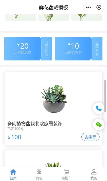 鲜花盆栽商城小程序模板第3个页面预览