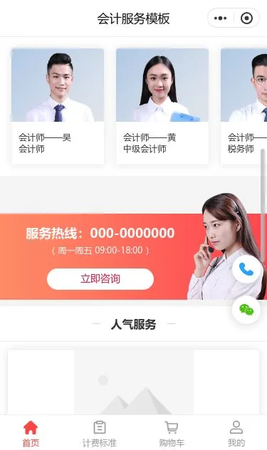会计代理服务小程序模板第2个页面预览
