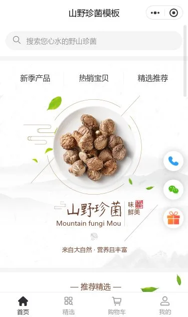 山野珍菌农产品商城小程序模板第1个页面预览