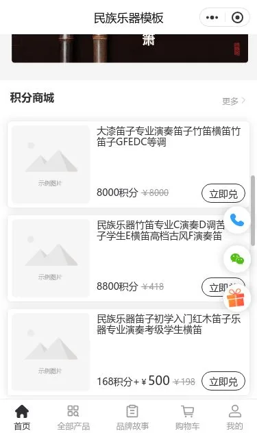 民族乐器商城小程序模板第3个页面预览