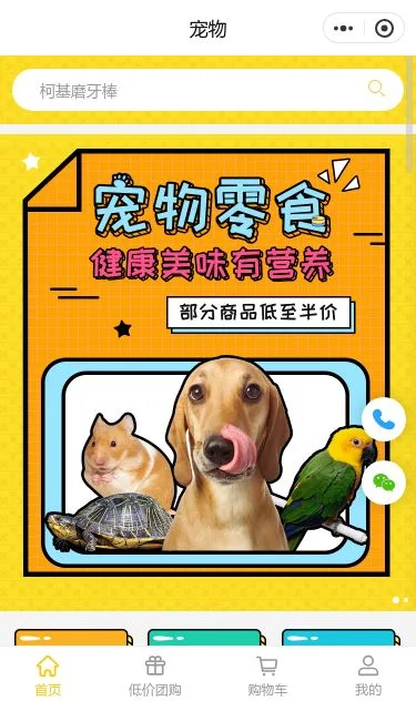 宠物零食商城小程序模板第1个页面预览