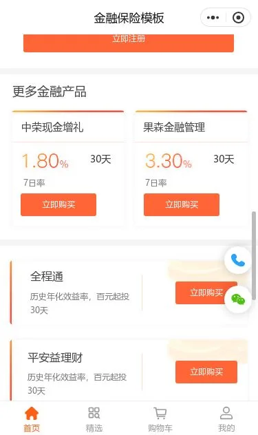 金融保险服务小程序模板第3个页面预览