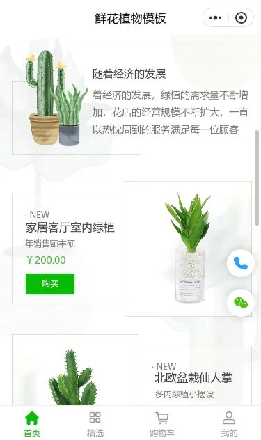 多肉绿植商城小程序模板第2个页面预览