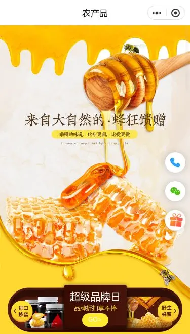 蜂蜜农产品商城小程序模板首页预览