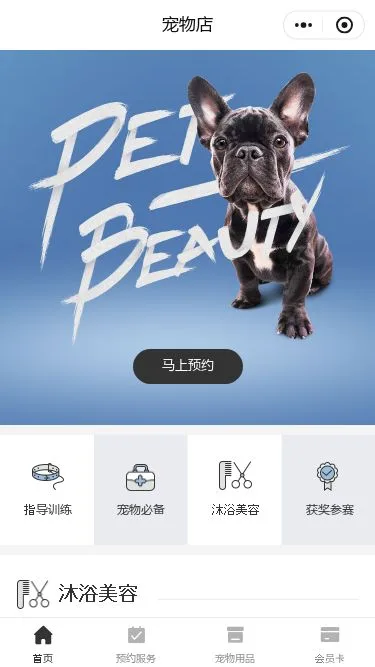 萌宠洗护服务小程序模板第1个页面预览